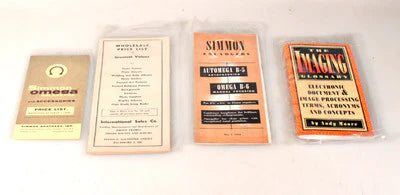 Vintage Simmons Omega Enlargers & Photography Literature - 4 Pamphlets: Imaging Glossary, Price List, Simmons Enlargers