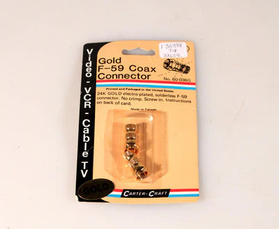 GOLD F-59 COAX CONNECTOR. NO.60-036 G/ GROUP OF 3