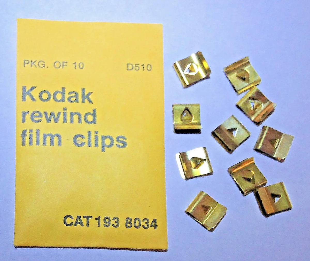 KODAK REWIND FILM CLIPS-BRASS PACK OF 10 D510 CAT 193 8034 NEW OLD STOCK