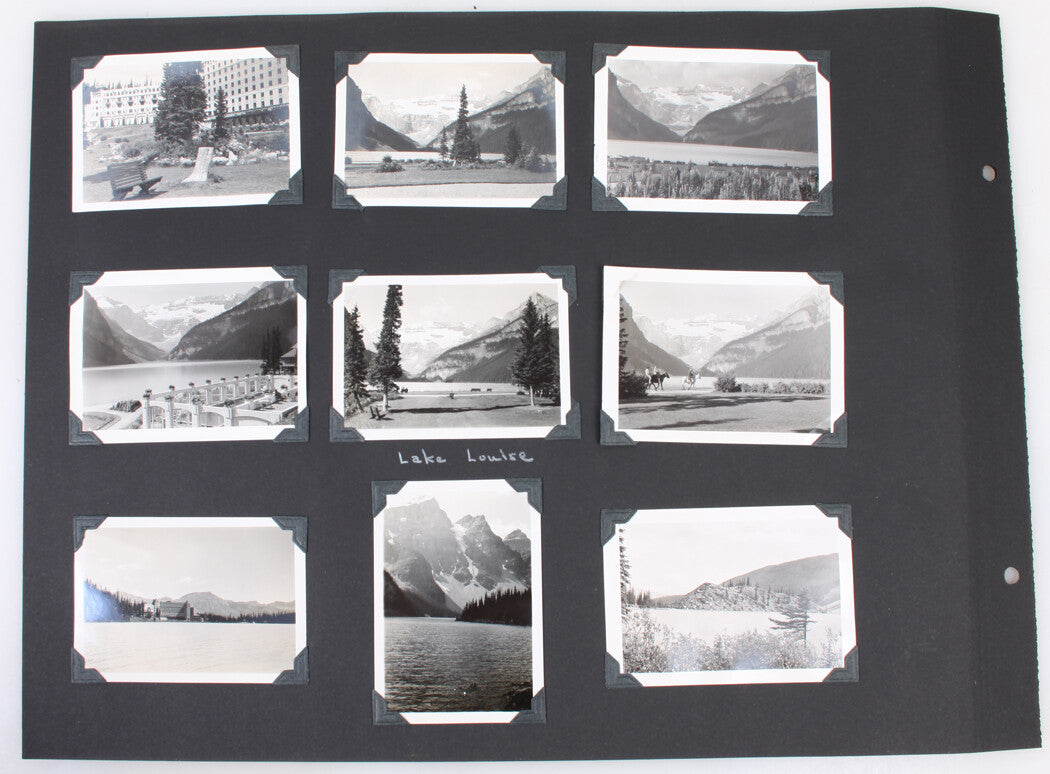 LAKE LOUISE, CANADA. AMATEUR VACATION PHOTOS. 1940s, 24 SET BLACK AND WHITE.