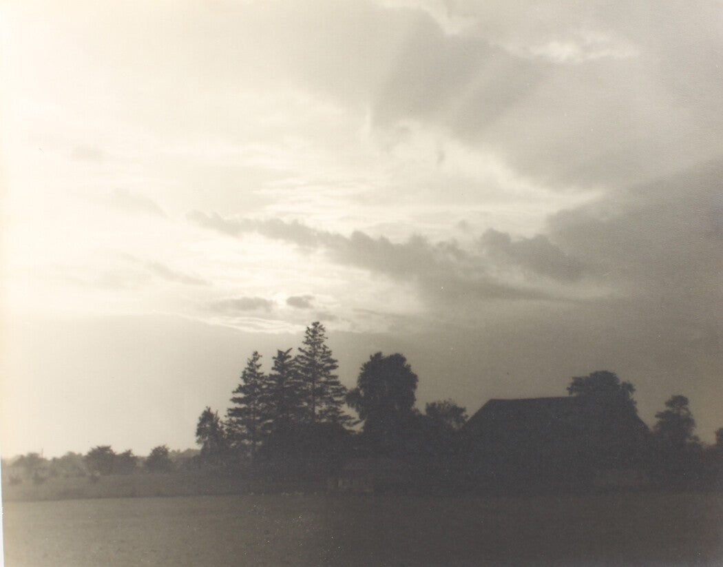 Vintage photo pictorialism bucolic rural sunset landscape 14x17 silver print