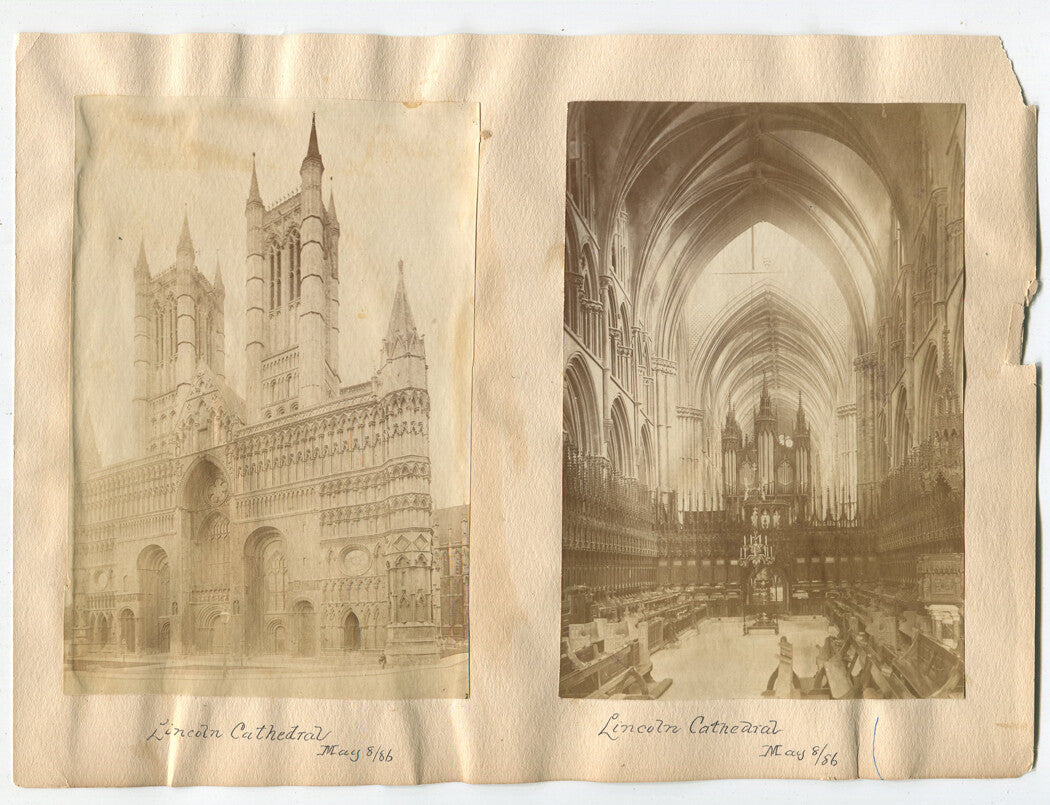 LINCOLN CATHEDRAL, ENGLAND. VINTAGE ALBUMEN PHOTOS DATED 5-8-1886.