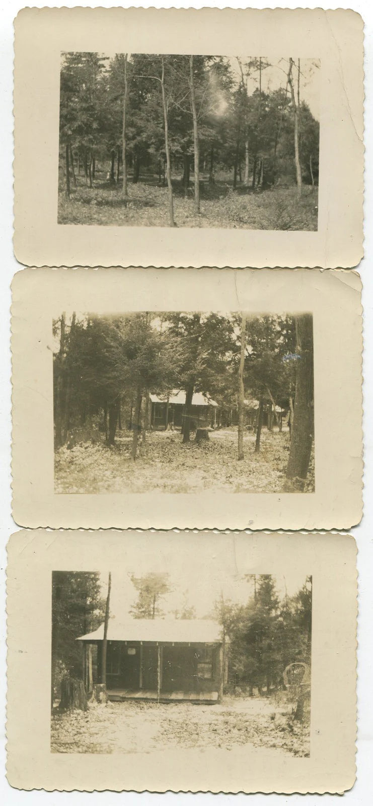 Vintage Log Cabin B&W Photo Set - 3x4 Rustic Architectural Wall Art, 3-Piece