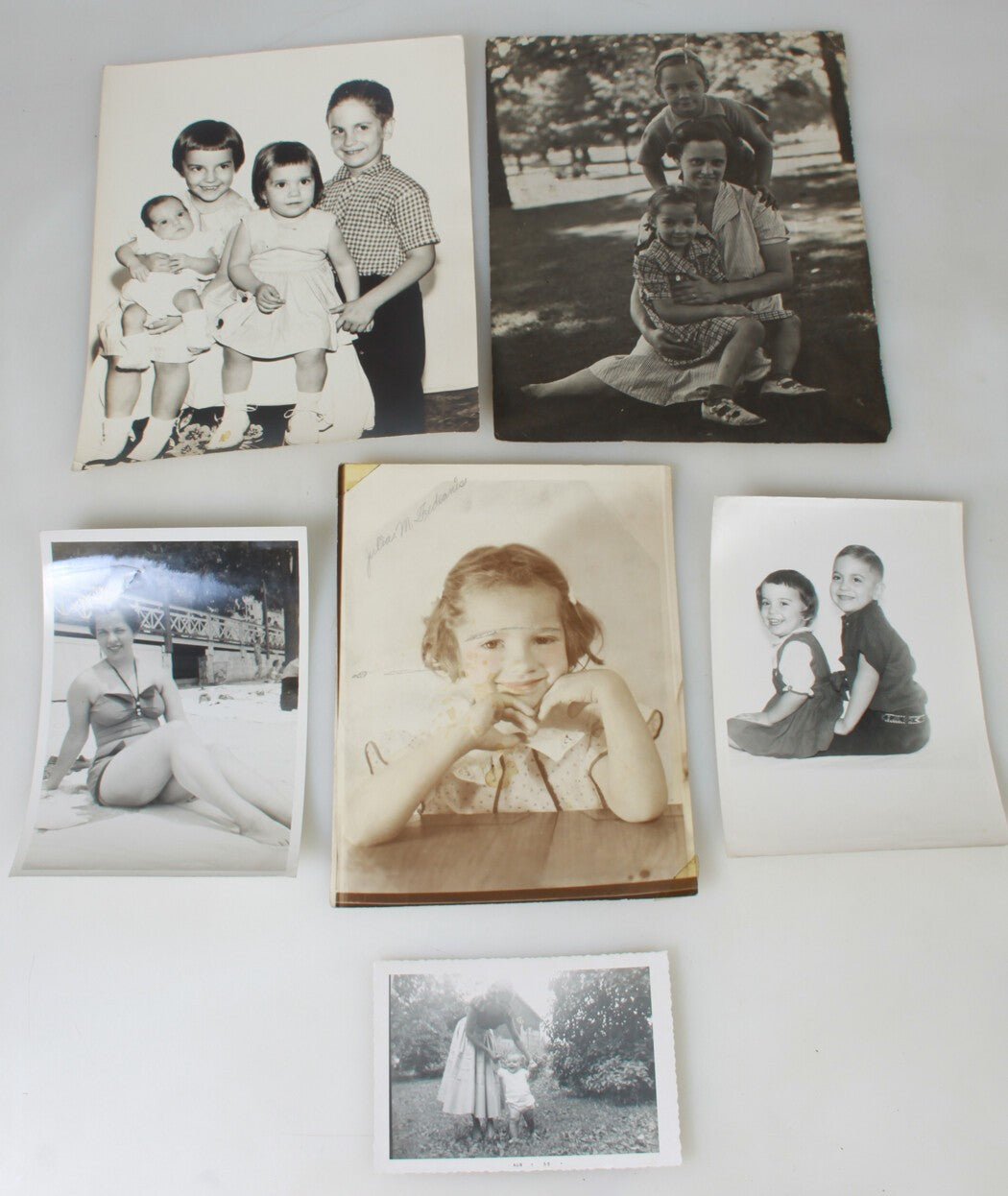 Vintage 6-Photo Family Portrait Collection, Black & White 1950s–60s, Original