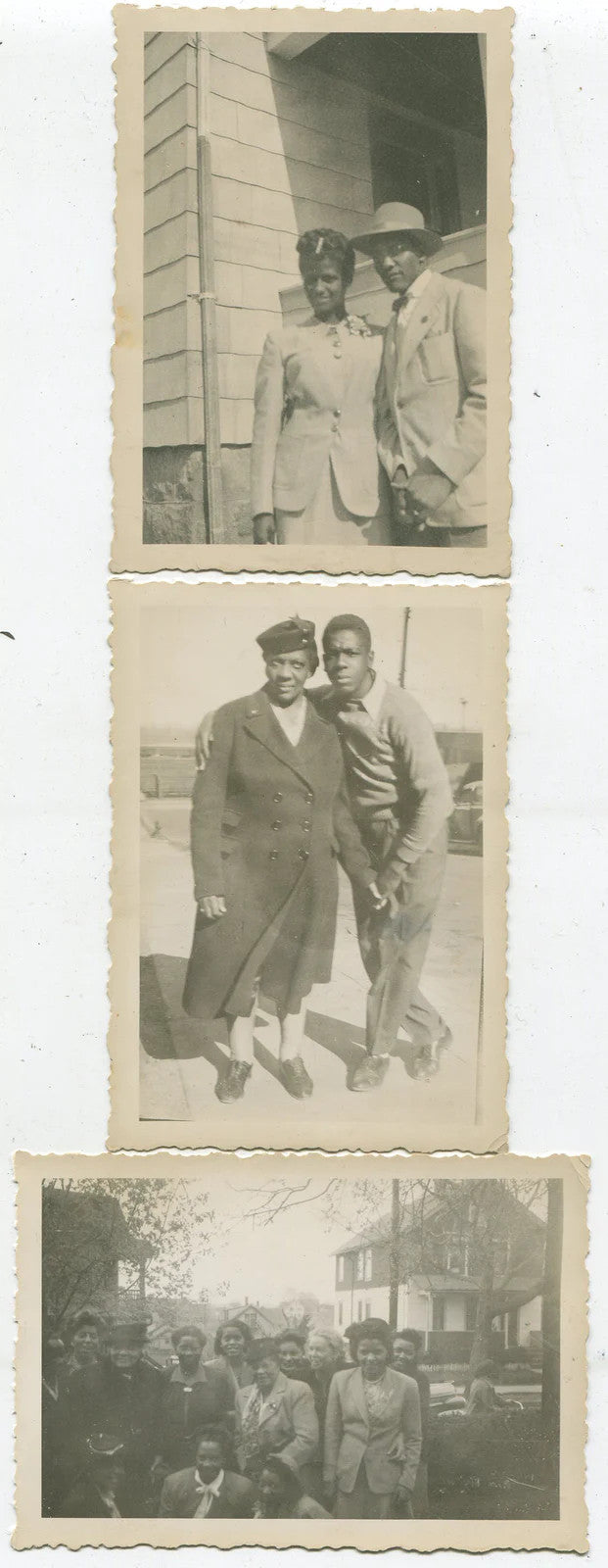 Vintage African American Family Photos - 3-Set B&W, 1930s-60s, 3.5x2.5in,