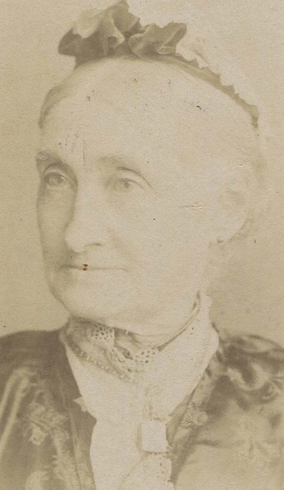 Vintage Brighton, England Cabinet Card Portrait: Old Woman with Childish Hair Bow, Historic Photo