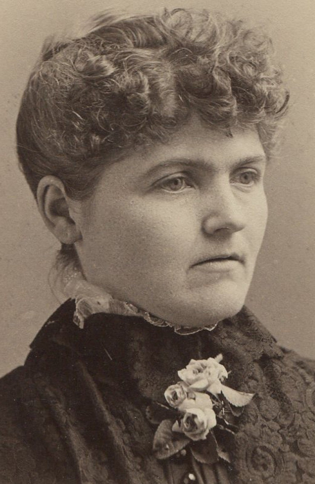 Vintage Cabinet Card Portrait: Sad-Eyed, Frowning Woman - Original Old Photo,