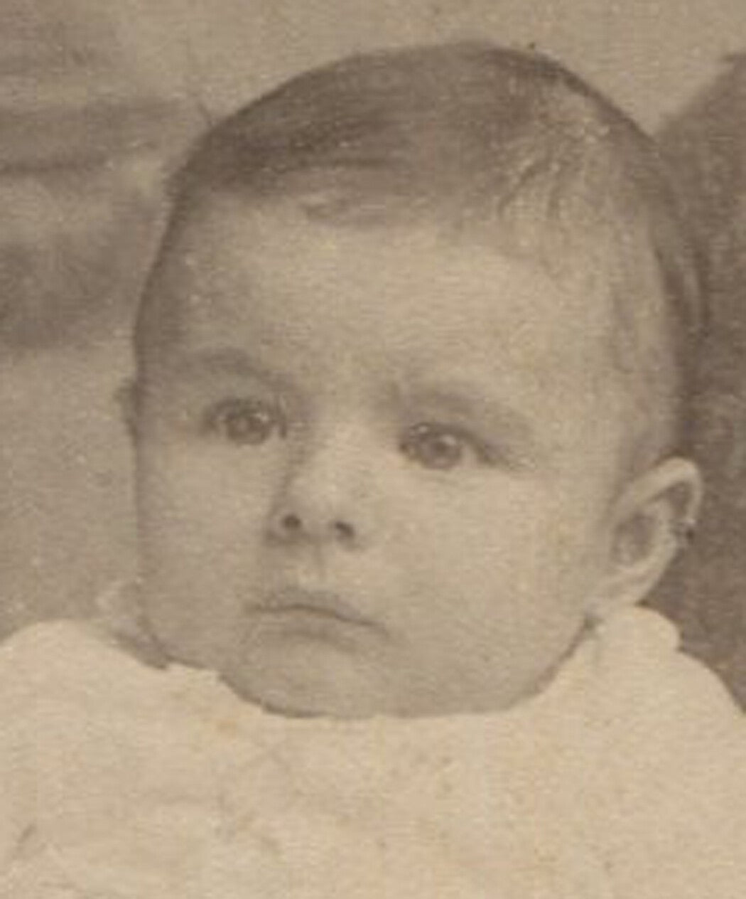 Vintage Baby Cabinet Card Photo, Original, Dark-Haired Infant with Constipated