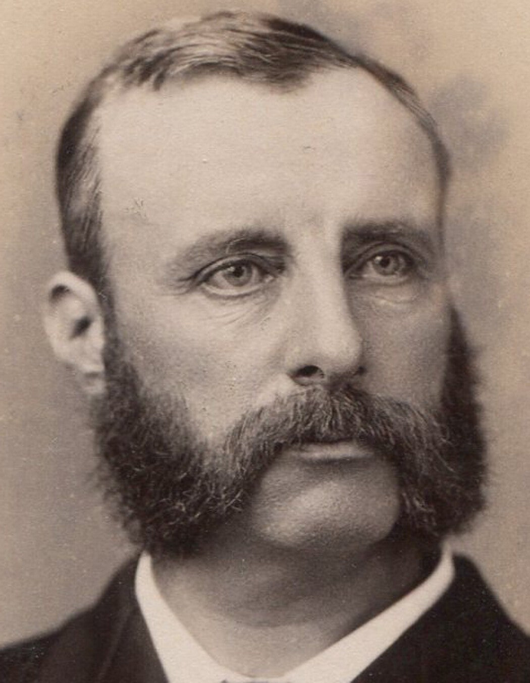 Vintage cabinet card portrait, man with impressive mutton chops - New York