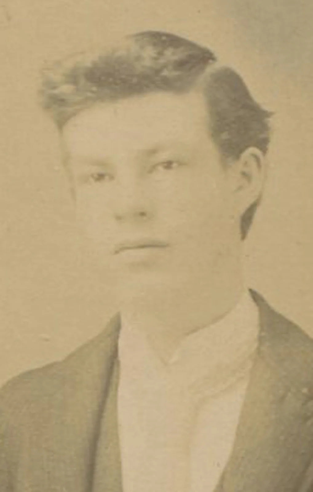 Vintage Cabinet Card Portrait - Young Man in Casual Pose, Painted Background,