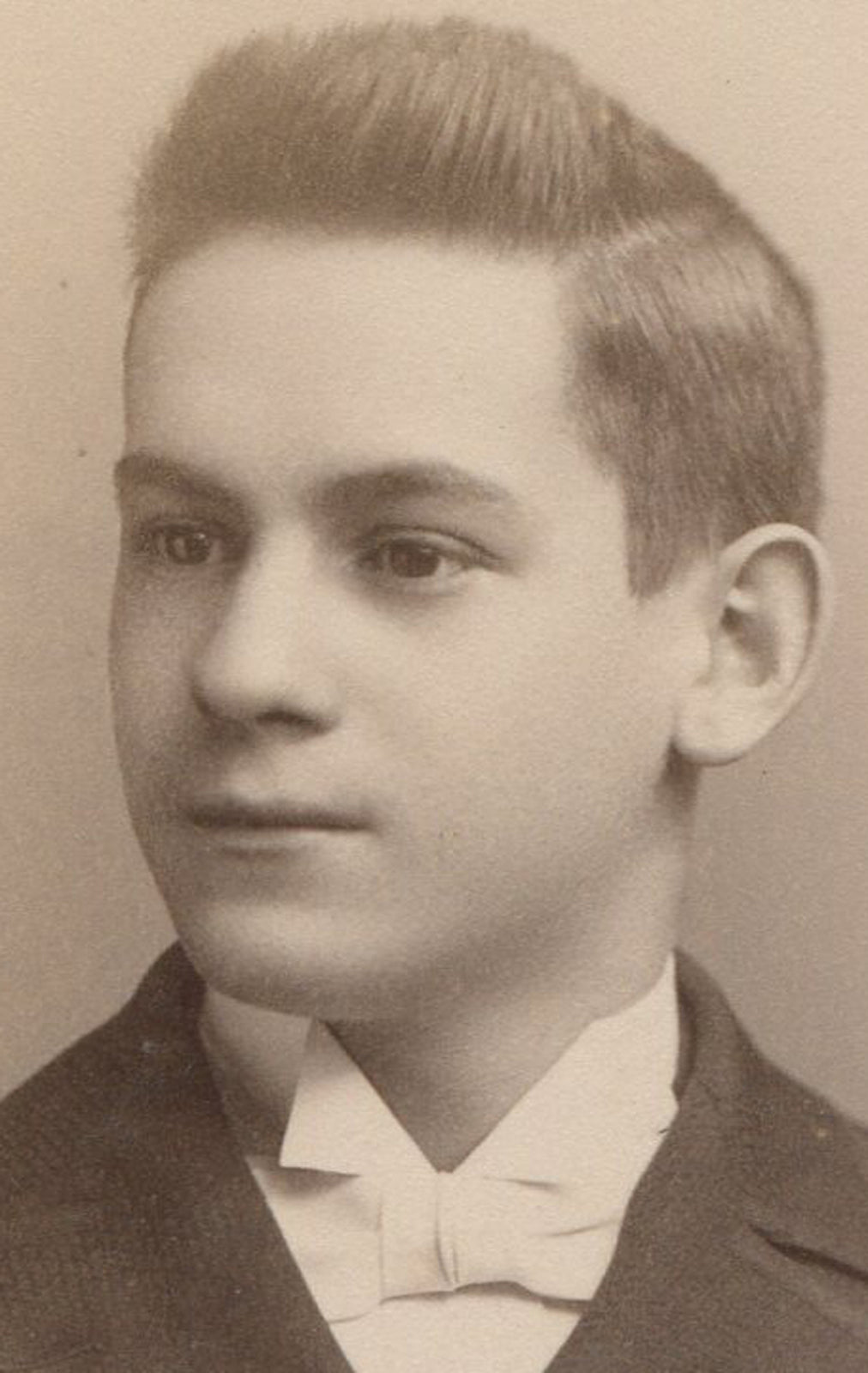 HANDSOME YOUNG MAN WAITING FOR ADULTHOOD. CABINET CARD.