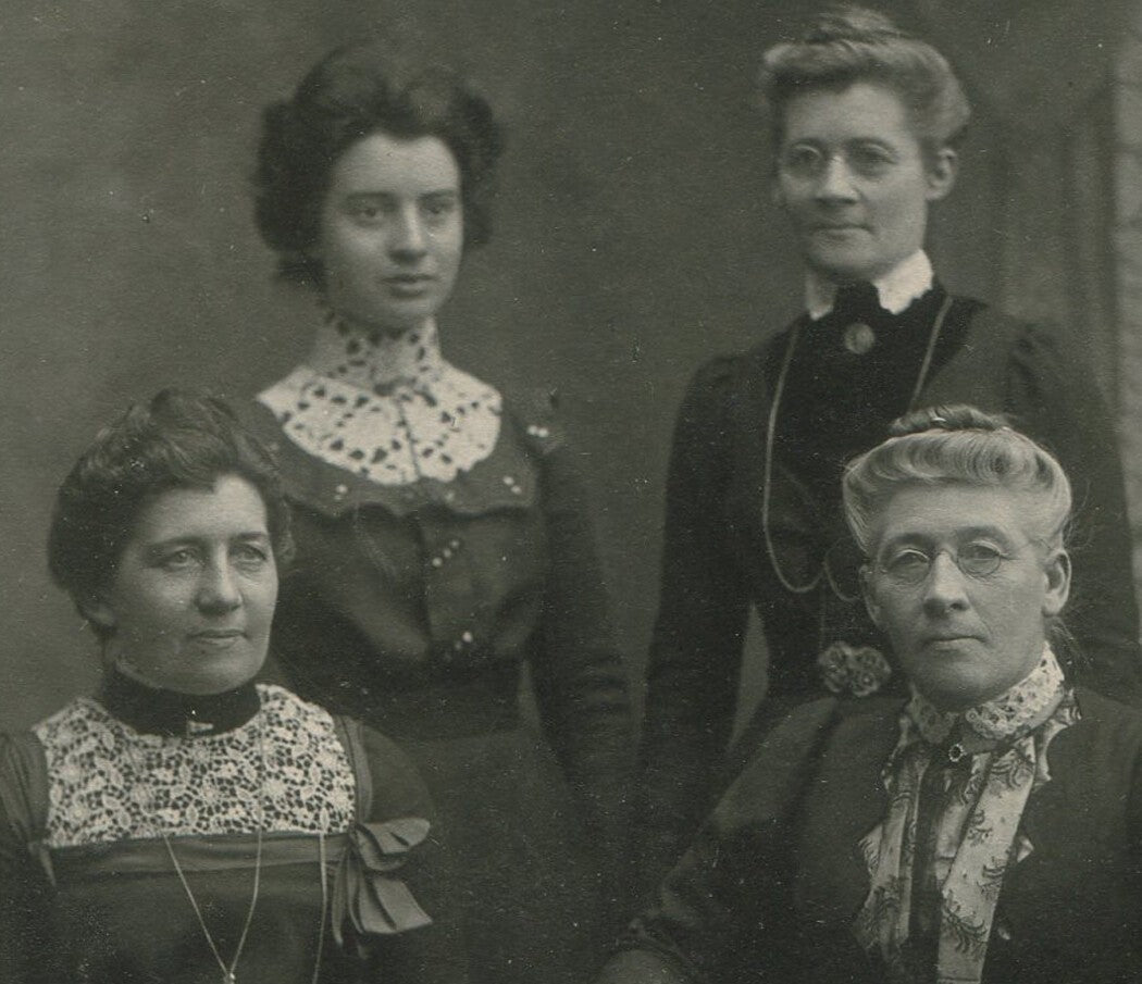 Vintage Cabinet Card Photo: Four Women Posed for World Domination, Silver Print,