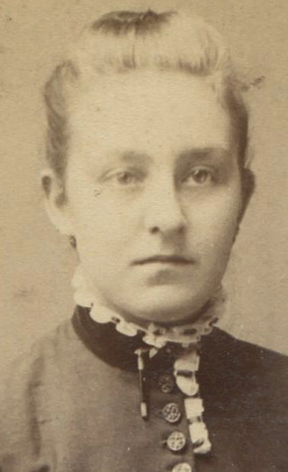 Vintage Cabinet Card Portrait: Sad Woman Holding Flower, Canton, Ohio, Original