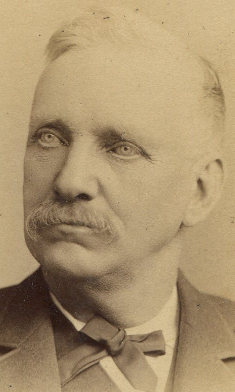 Vintage Cabinet Card Photo: Man with Mustache, Ghostly Eyes - New York, Original