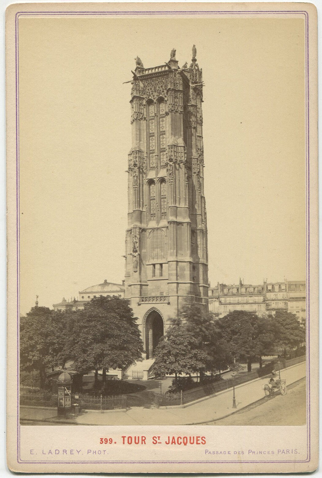 Vintage Tower of St Jacques Paris Cabinet Card Photo - Two Views, Original 1900s