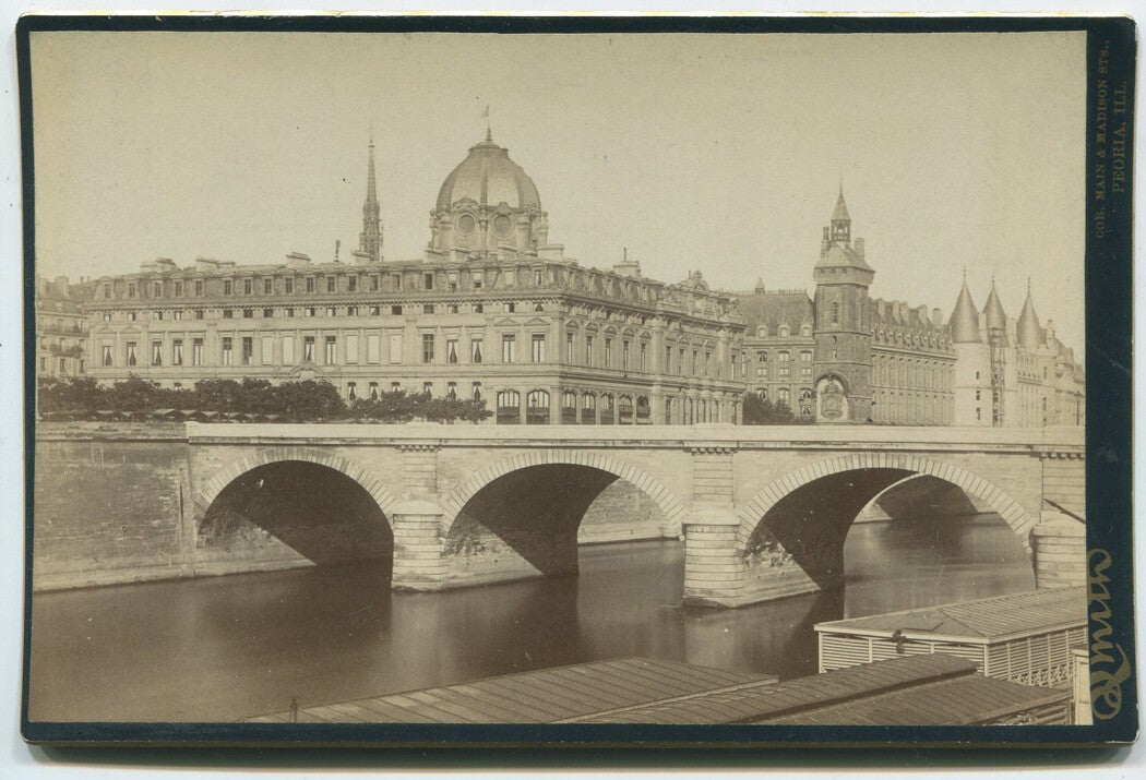 Vintage Palace of Justice, Paris, France Cabinet Card - Two-View Landmark Photo,