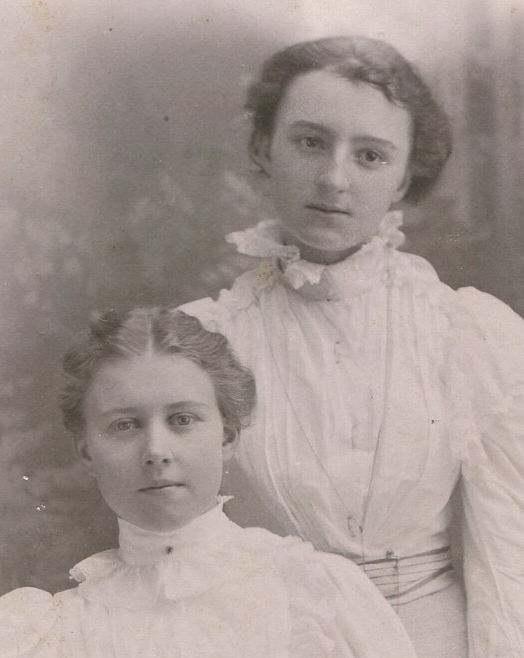 Original Vintage Cabinet Card Photo of Two Sisters, One Holding a Book -