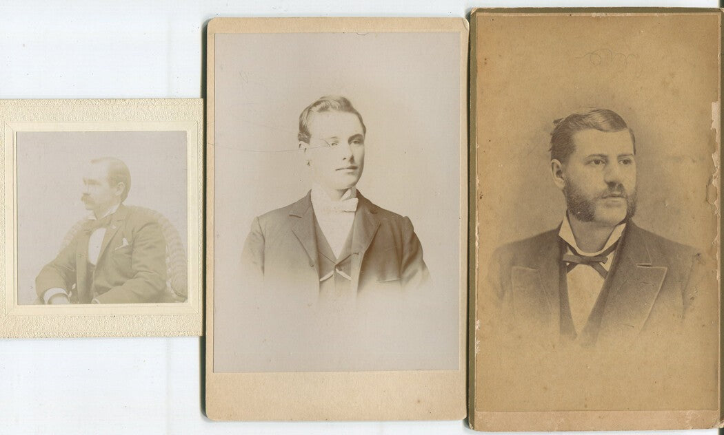 Vintage 19th Century Men Portraits on 2 Cabinet Cards - 3 Authentic Original