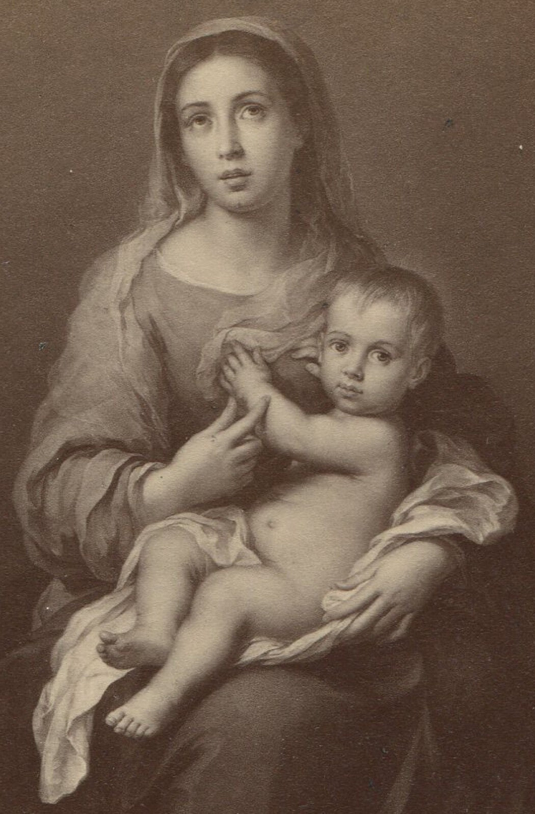 Vintage Madonna with Child Cabinet Card Photograph - Religious Artwork, Original