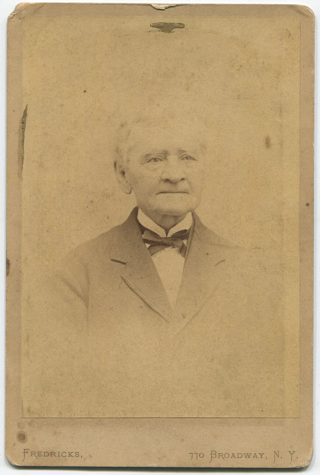 Vintage Cabinet Card Portrait: Old Man with Broad Nose & Thin Lips - New York