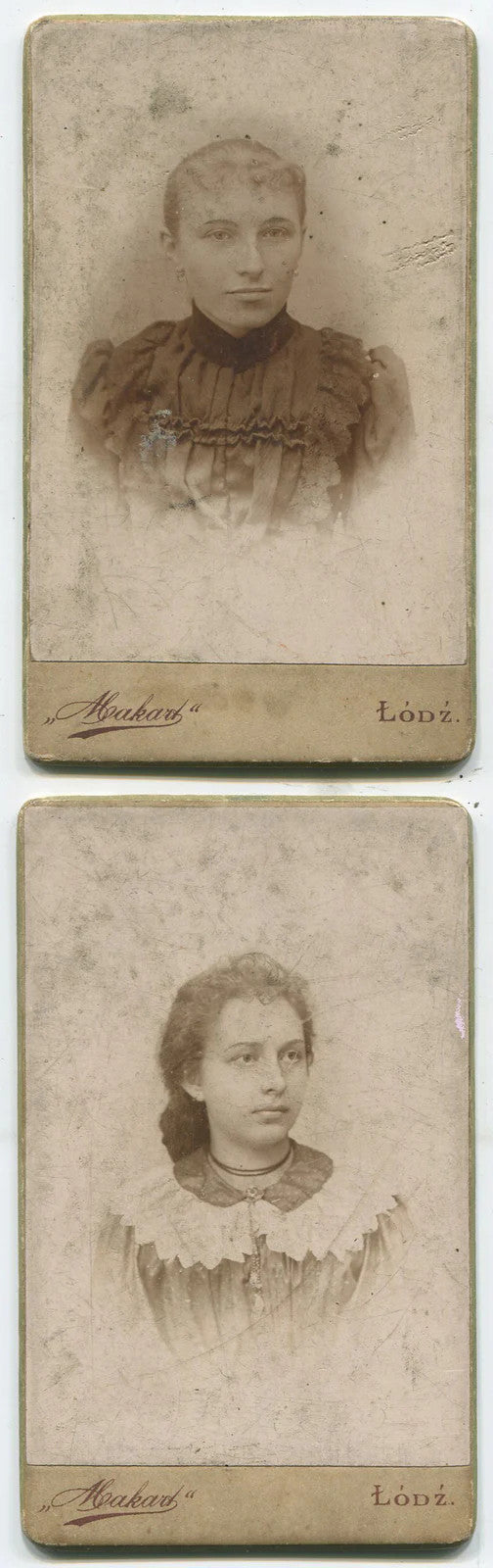 YOUNG WOMEN FROM LODZ, POLAND. CDV 2 SET.