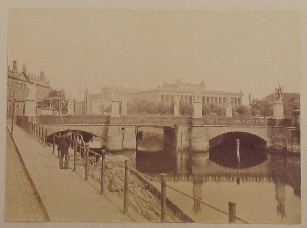 Vintage Albumen Photo – European Architecture, Garden & Bridge Scenes, Mounted