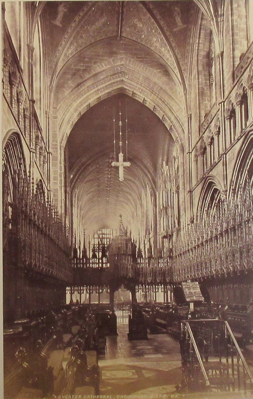 Vintage albumen mounted photos: Chester & Gloucester Cathedrals, England -