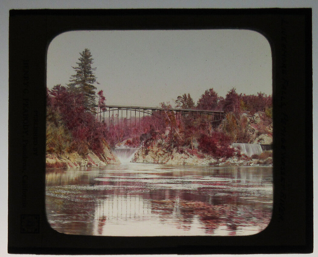 LIVERMORE FALLS, MAINE. PHOTO ON GLASS, HAND COLORED.