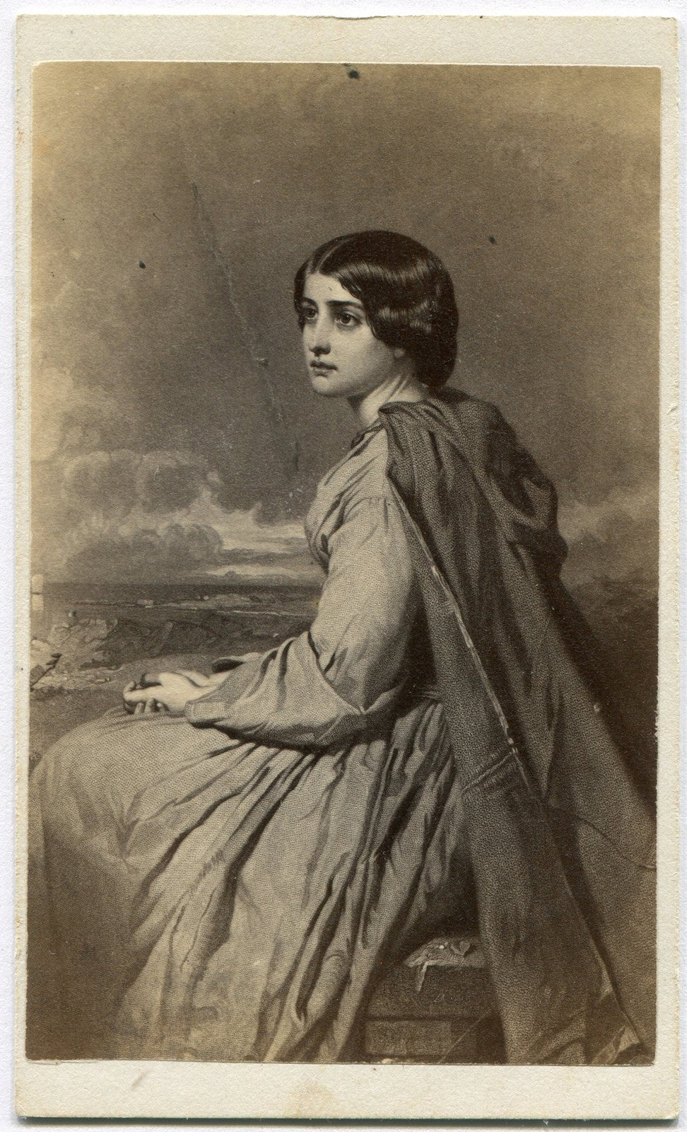 BEAUTIFUL YOUNG WOMAN. CDV OF PAINTING.