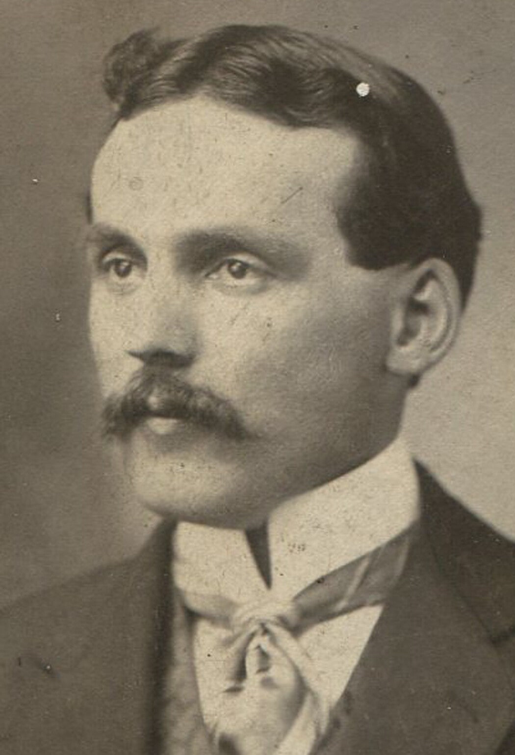 Vintage Cabinet Card Portrait: Handsome Man in High Collar & Striped Tie,