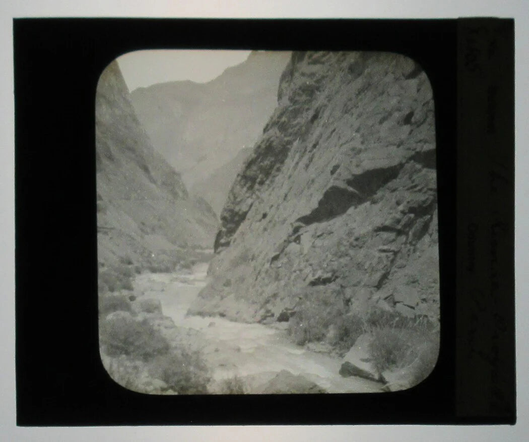 VIEW FROM OROYA RAILROAD TRACKS. PERU. PHOTO ON GLASS.