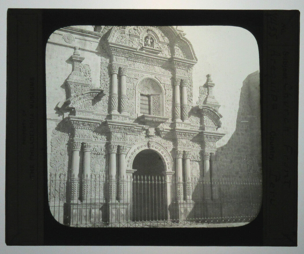 CHURCH FRONT. AREQUIPA, PERU. PHOTO ON GLASS.
