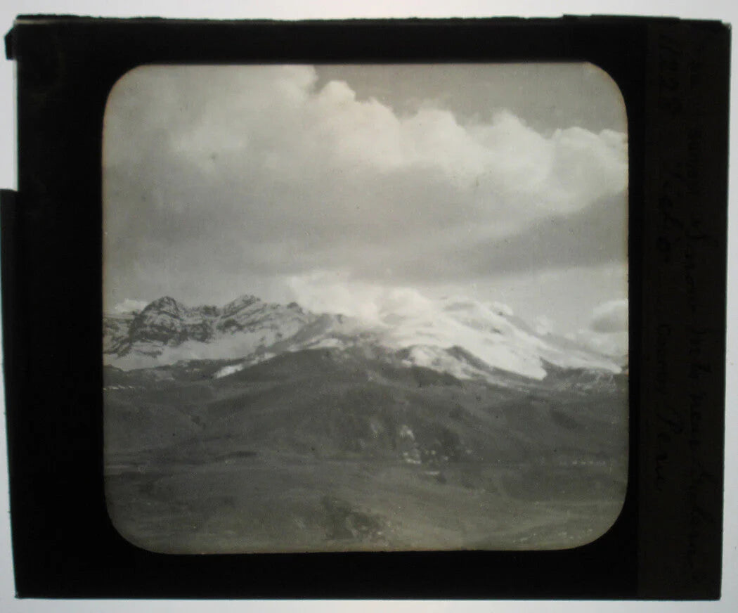 SNOW CAPPED MOUNTAINS. PERU. PHOTO ON GLASS.