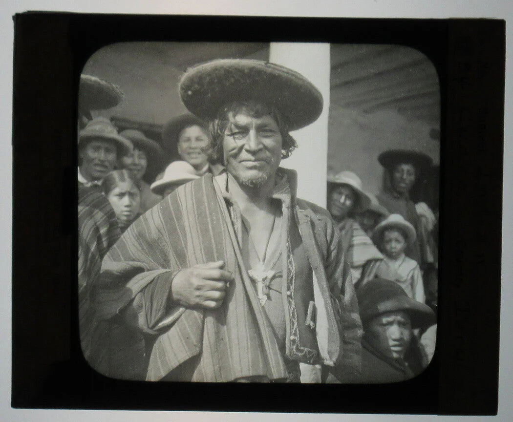 INDIGENOUS MAN, CUZCO, PERU. PHOTO ON GLASS.