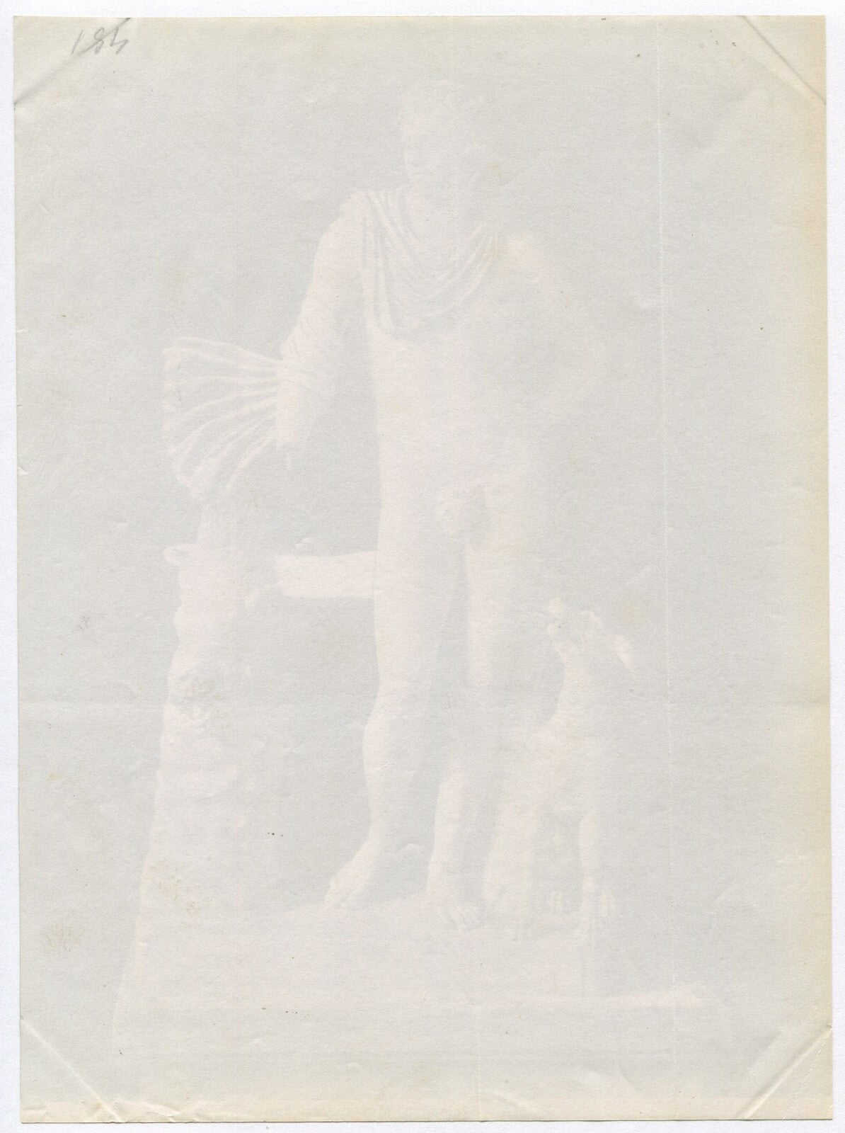 Vintage Albumen Photo: Sculpture of Figure with Dog, Unmounted 8x10, Original