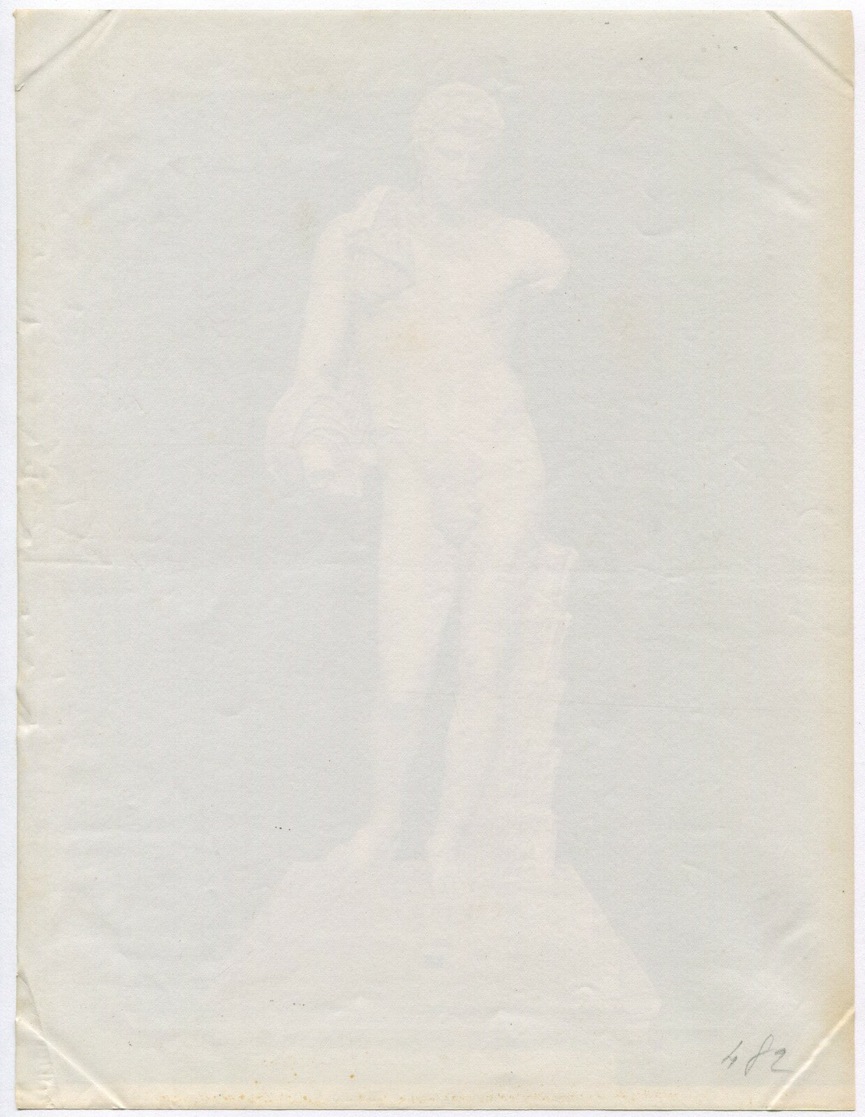 Vintage 8x10 unmounted albumen photo - Sculpture of a Male Figure, Rome, Italy,
