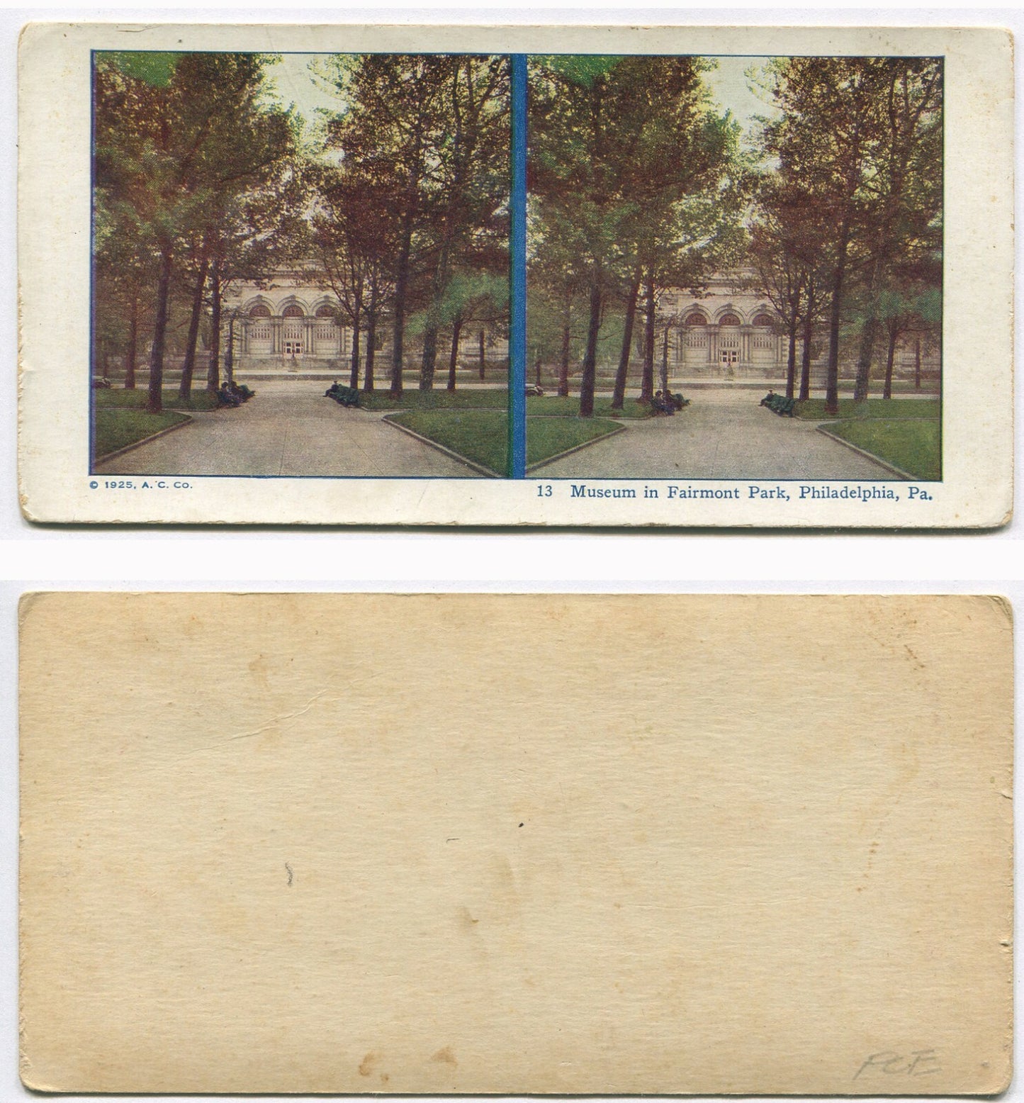 FAIRMOUNT PARK, PHILADELPHIA, PA. STEREO LITHOGRAPH. STEREOVIEW.