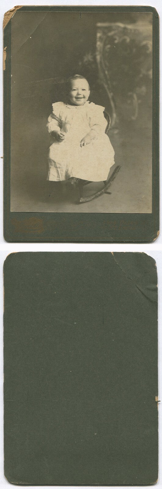 Vintage Laughing Baby in Rocking Chair Cabinet Card - St. Louis MO Original