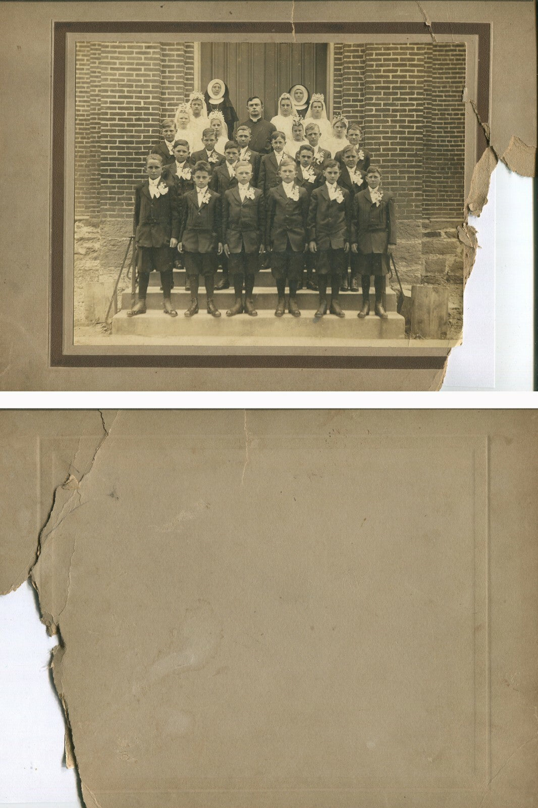 Vintage Communion Class Photo on 10x12 Card - Black & White, 6.5x8.5 Image,