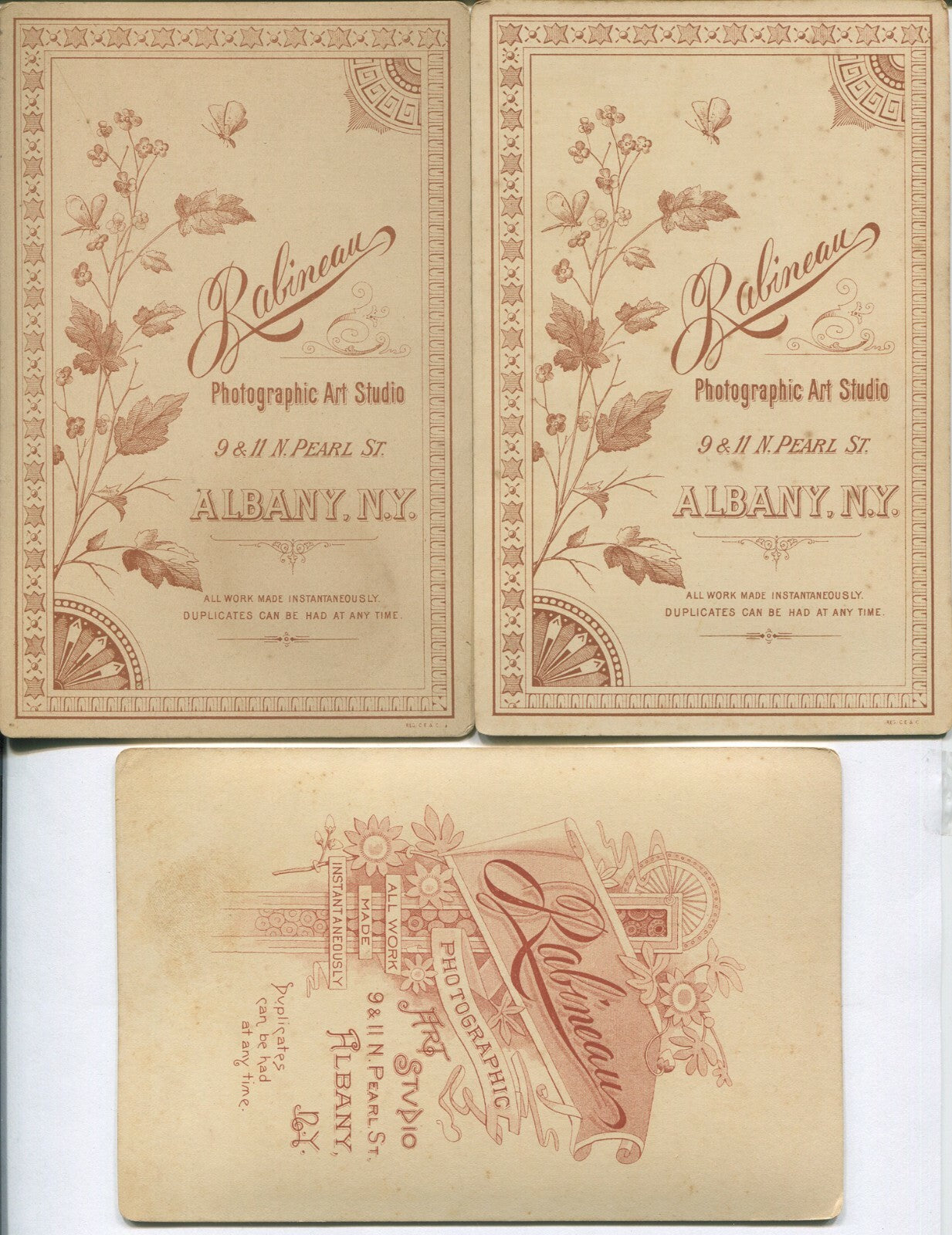 PORTRAITS OF BROTHERS. CABINET CARD 3 SET. ALBANY, N.Y.