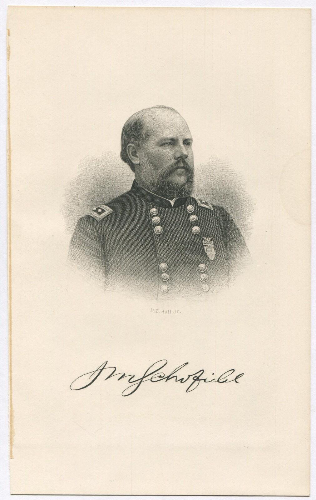 Vintage Civil War General USA Lithograph 9.5x5.5 in - Original Historic Art Print