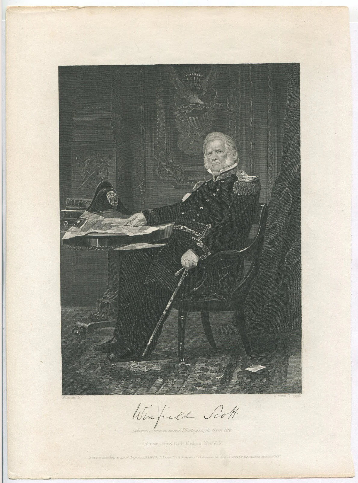 GEN.WINFIELD SCOTT,USA. LITHOGRAPH 10.75X8 INCHES.