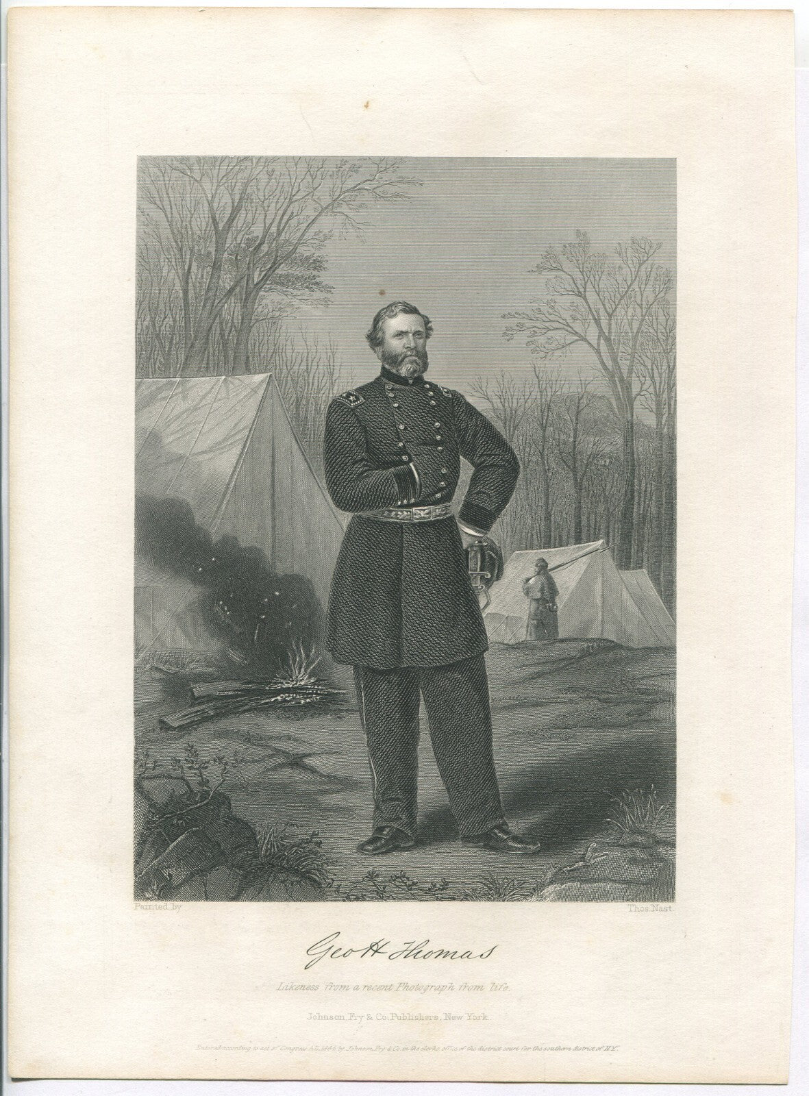 GEN.GEORGE H.THOMAS, USA. LITHOGRAPH 10.75X8 INCHES.