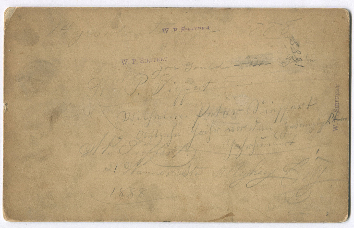 CIGAR & TOBACCO STORE, ALLEGHENY CITY PA. W.P.SIEFFERT,1888. 5.25X8.5 ALBUMEN.