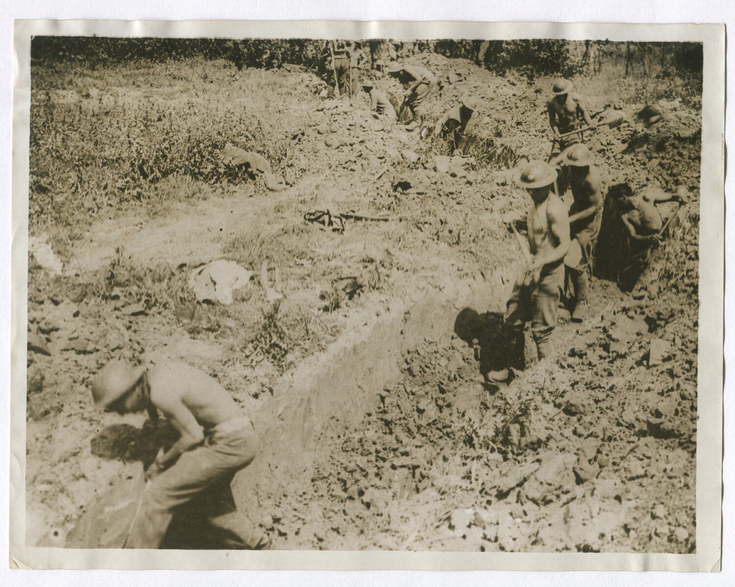 Vintage WWI Trench Photo 8x10 Reprint - British Western Front, Soldiers Digging