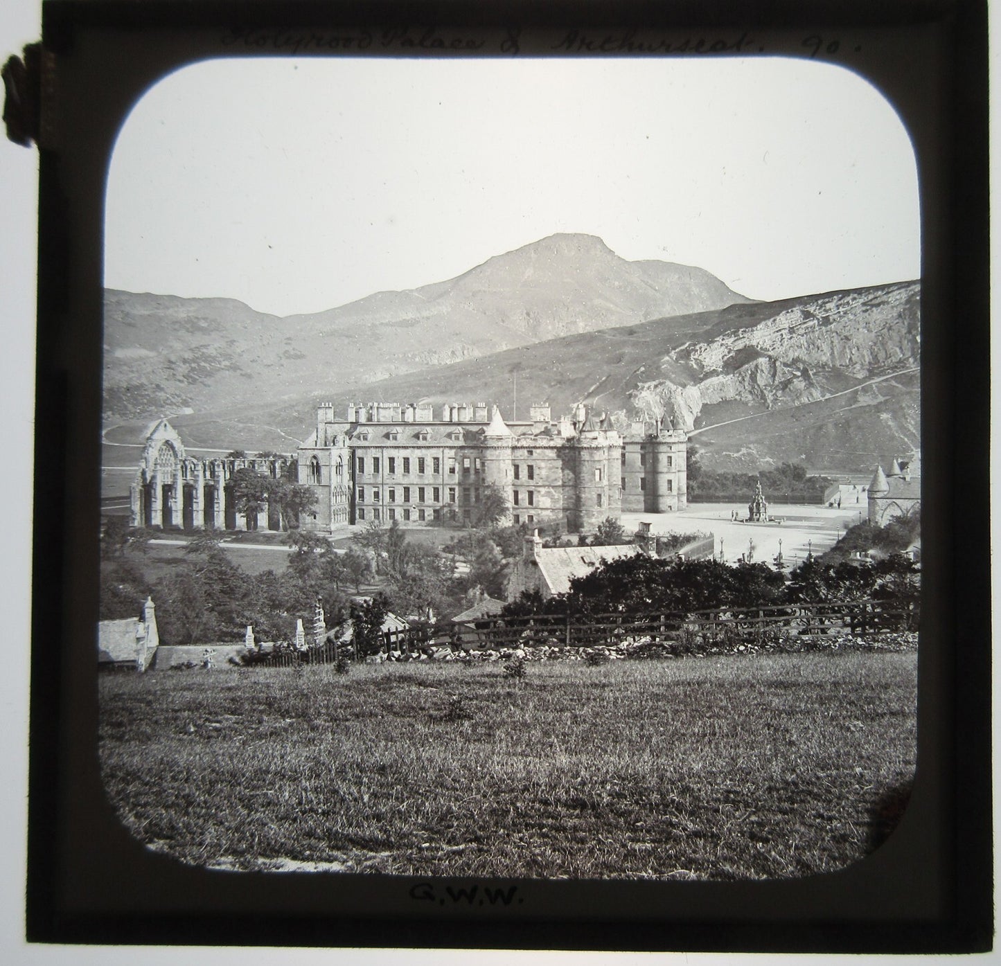 HOLYROOD PALACE, EDINBURGH, SCOTLAND. LANTERN SLIDE.