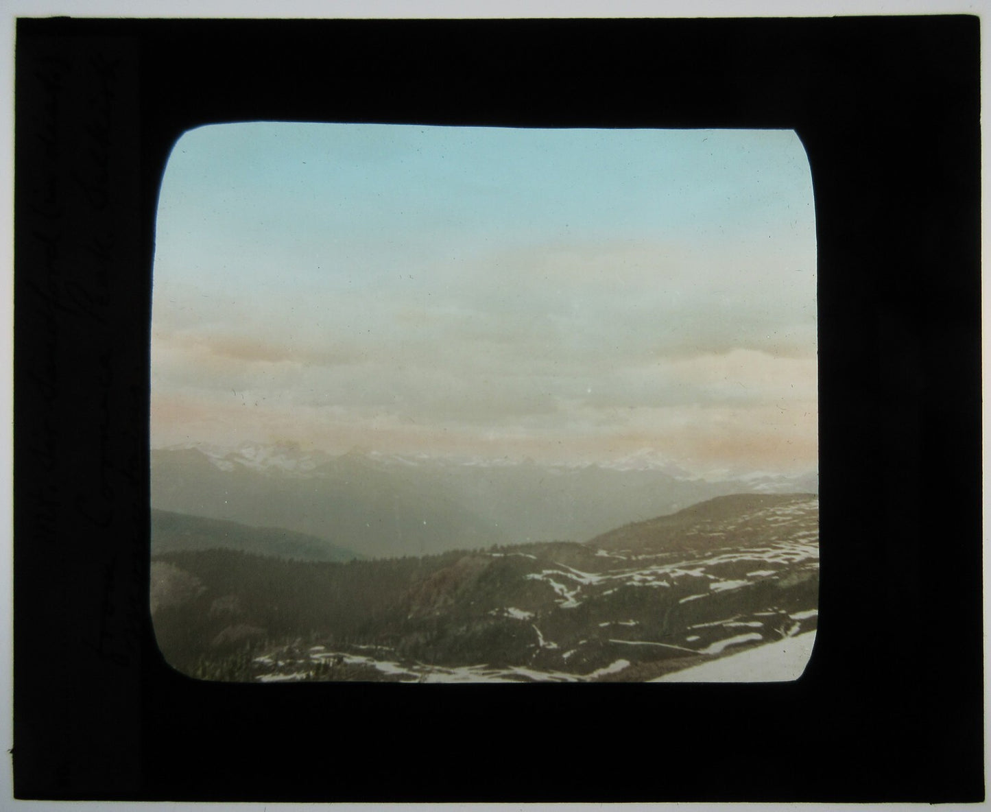 MT. SIR STAMFORD. CANADA. HAND COLORED PHOTO ON GLASS.
