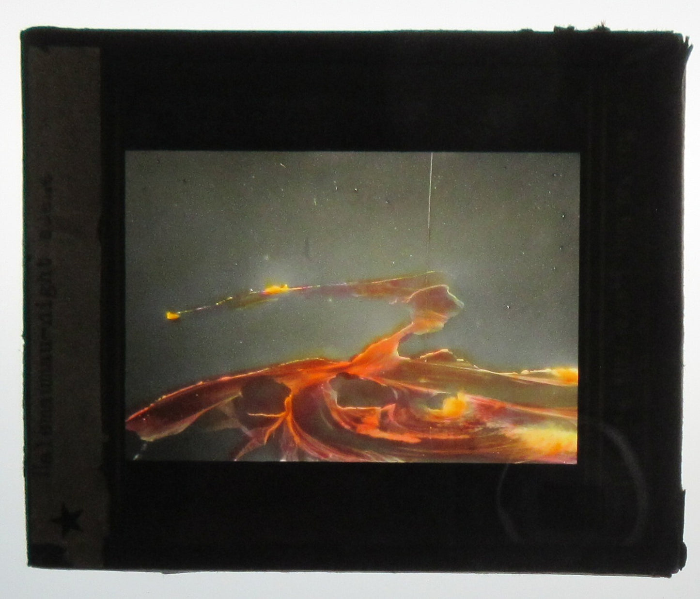 HALEMAUMAU NIGHT SCENE. HAND COLORED PHOTO ON GLASS.