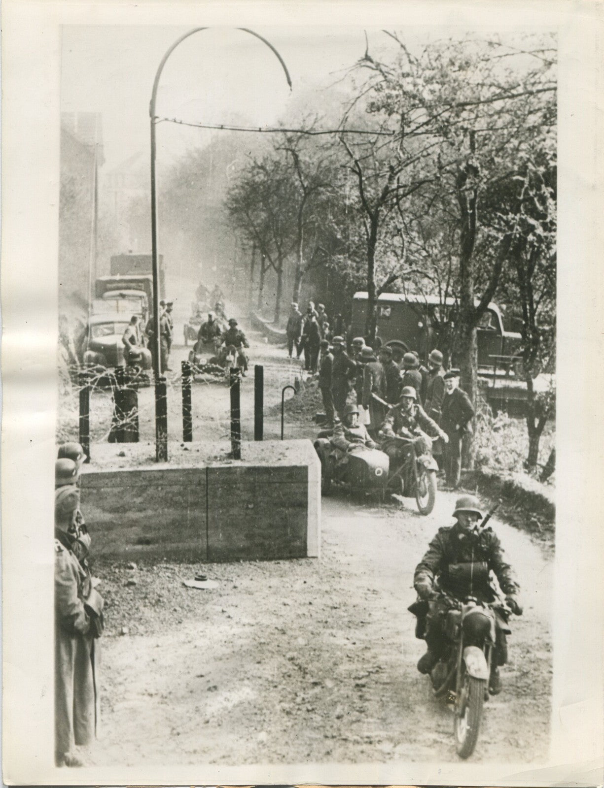 Vintage WWII Nazi Motorcycle Troops Advancing to Luxembourg - 8x10 Reprint