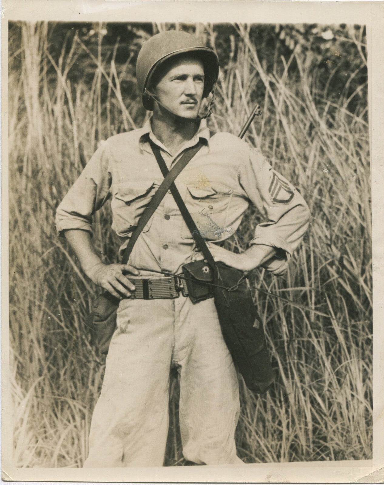 Vintage WWII U.S. Soldier Photo 8x10 Print - Black & White Portrait for Decor,